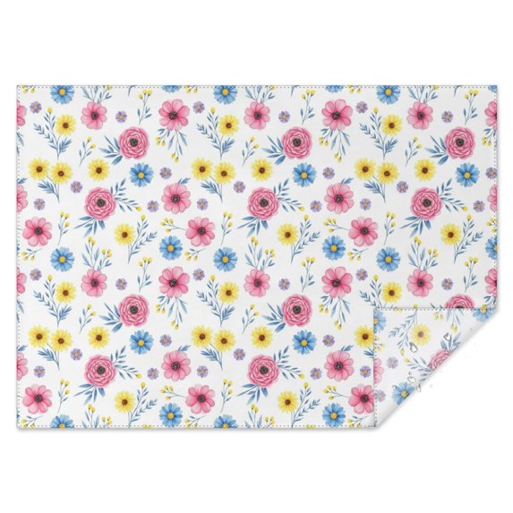 Pioneer Flower Floral Print Pattern Rectangle Tablecloth 60"x84", Waterproof Polyester Table Cloth, Wipeable Spillproof for Dining Camping Indoor Outdoor
