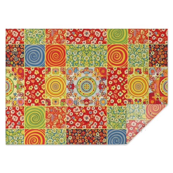 Pioneer Flower Floral Print Pattern Rectangle Tablecloth 60"x84", Waterproof Polyester Table Cloth, Wipeable Spillproof for Dining Camping Indoor Outdoor