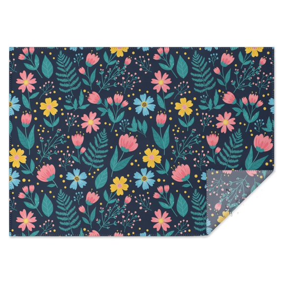 Pioneer Flower Floral Print Pattern Rectangle Tablecloth 60"x84", Waterproof Polyester Table Cloth, Wipeable Spillproof for Dining Camping Indoor Outdoor