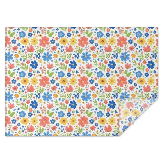 Pioneer Flower Floral Print Pattern Rectangle Tablecloth 60"x84", Waterproof Polyester Table Cloth, Wipeable Spillproof for Dining Camping Indoor Outdoor