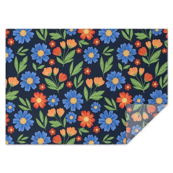 Pioneer Flower Floral Print Pattern Rectangle Tablecloth 60"x84", Waterproof Polyester Table Cloth, Wipeable Spillproof for Dining Camping Indoor Outdoor