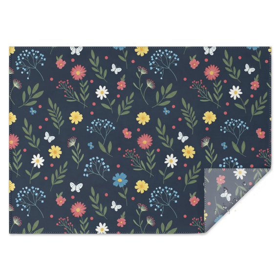 Pioneer Flower Floral Print Pattern Rectangle Tablecloth 60"x84", Waterproof Polyester Table Cloth, Wipeable Spillproof for Dining Camping Indoor Outdoor