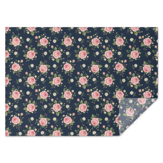 Pioneer Flower Floral Print Pattern Rectangle Tablecloth 60"x84", Waterproof Polyester Table Cloth, Wipeable Spillproof for Dining Camping Indoor Outdoor