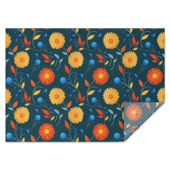 Pioneer Flower Floral Print Pattern Rectangle Tablecloth 60"x84", Waterproof Polyester Table Cloth, Wipeable Spillproof for Dining Camping Indoor Outdoor