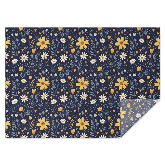 Pioneer Flower Floral Print Pattern Rectangle Tablecloth 60"x84", Waterproof Polyester Table Cloth, Wipeable Spillproof for Dining Camping Indoor Outdoor