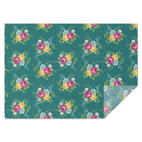 Pioneer Flower Floral Print Pattern Rectangle Tablecloth 60"x84", Waterproof Polyester Wipeable Spillproof Table Cover for Dining Camping Indoor and Outdoor Use