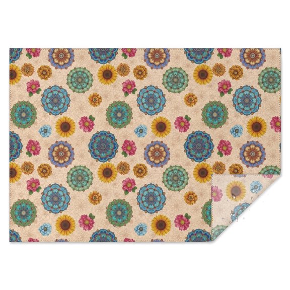 Pioneer Flower Floral Print Pattern Waterproof Tablecloth, Rectangular Fabric Table Cover Oil Repellent Gift Ideas for Indoor Outdoor Dining,60"x84"