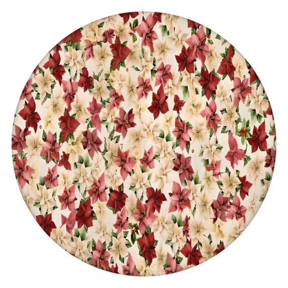 Pioneer Flower Floral Print Pattern Round Fitted Tablecloth with Elastic Edge,Dining Table Cover Waterproof,Outdoor Round Tablecloth for Camping,Dining,Indoor and Outdoor