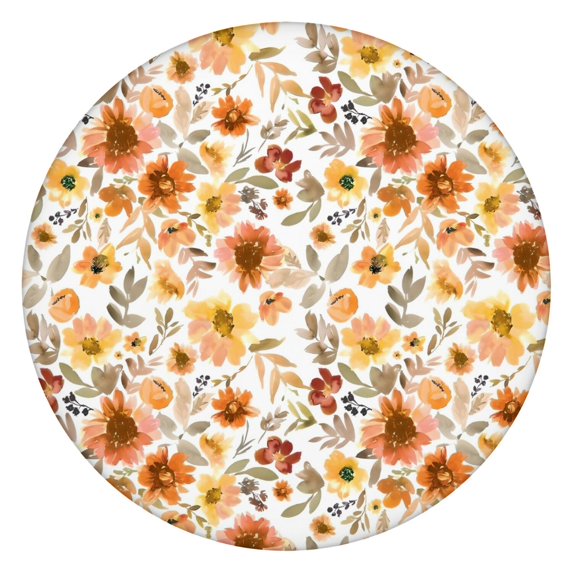 Pioneer Flower Floral Print Pattern Round Fitted Tablecloth with Elastic Edge,Dining Table Cover Waterproof,Outdoor Round Tablecloth for Camping,Dining,Indoor and Outdoor