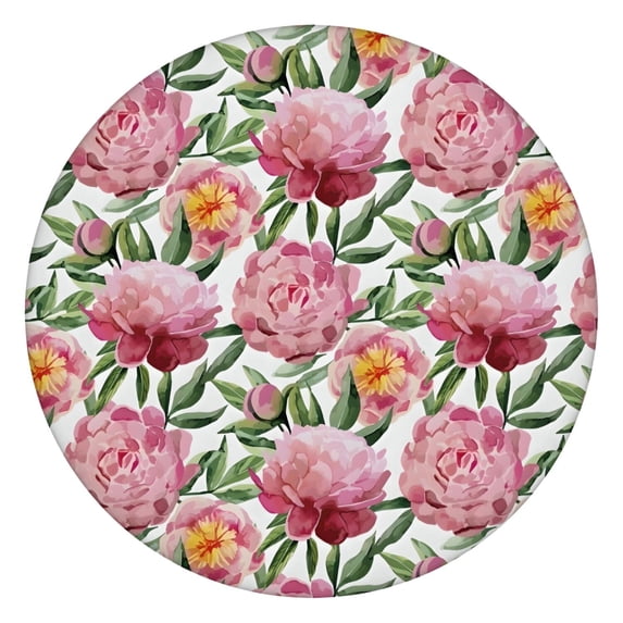 Pioneer Flower Floral Print Pattern Round Fitted Tablecloth with Elastic Edge,Dining Table Cover Waterproof,Outdoor Round Tablecloth for Camping,Dining,Indoor and Outdoor