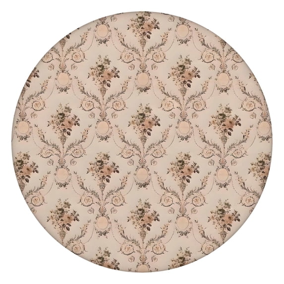 Pioneer Flower Floral Print Pattern Round Fitted Tablecloth with Elastic Edge,Dining Table Cover Waterproof,Outdoor Round Tablecloth for Camping,Dining,Indoor and Outdoor