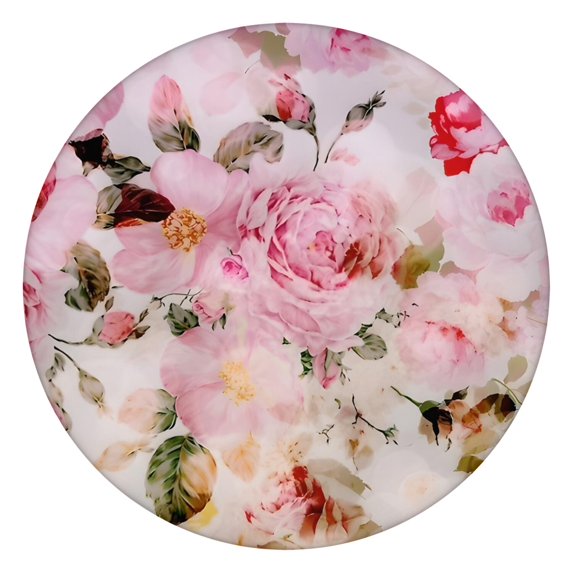 Pioneer Flower Floral Print Pattern Round Fitted Tablecloth with Elastic Edge,Dining Table Cover Waterproof,Outdoor Round Tablecloth for Camping,Dining,Indoor and Outdoor