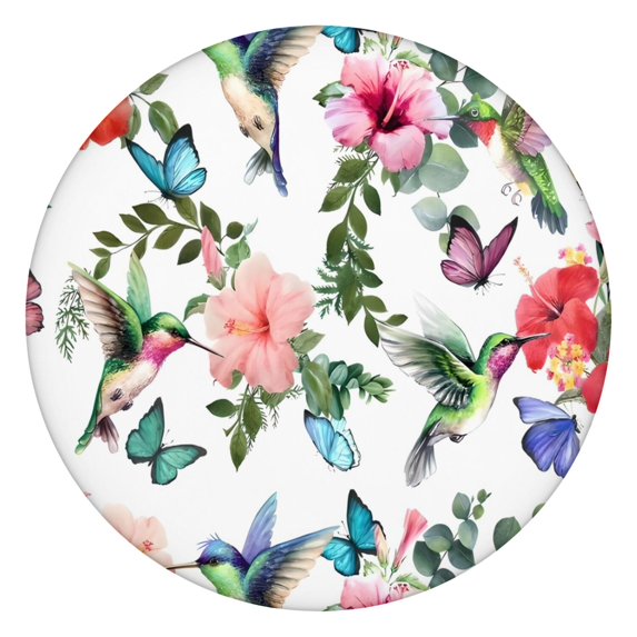 Pioneer Flower Floral Print Pattern Round Fitted Tablecloth with Elastic Edge,Dining Table Cover Waterproof,Outdoor Round Tablecloth for Camping,Dining,Indoor and Outdoor