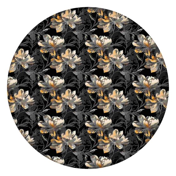 Pioneer Flower Floral Print Pattern Round Fitted Tablecloth with Elastic Edge,Dining Table Cover Waterproof,Outdoor Round Tablecloth for Camping,Dining,Indoor and Outdoor