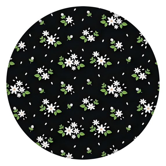 Pioneer Flower Floral Print Pattern Round Fitted Tablecloth with Elastic Edge,Dining Table Cover Waterproof,Outdoor Round Tablecloth for Camping,Dining,Indoor and Outdoor