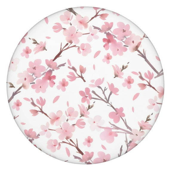 Pioneer Flower Floral Print Pattern Round Fitted Tablecloth with Elastic Edge,Dining Table Cover Waterproof,Outdoor Round Tablecloth for Camping,Dining,Indoor and Outdoor