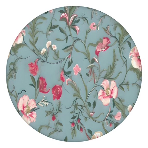 Pioneer Flower Floral Print Pattern Round Fitted Tablecloth with Elastic Edge,Dining Table Cover Waterproof,Outdoor Round Tablecloth for Camping,Dining,Indoor and Outdoor