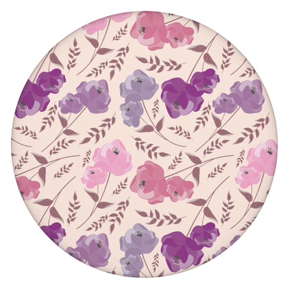 Pioneer Flower Floral Print Pattern Round Fitted Tablecloth with Elastic Edge,Dining Table Cover Waterproof,Outdoor Round Tablecloth for Camping,Dining,Indoor and Outdoor