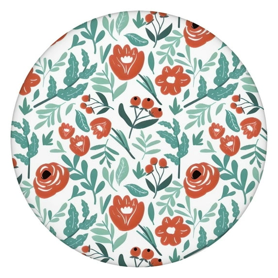 Pioneer Flower Floral Print Pattern Round Fitted Tablecloth with Elastic Edge,Dining Table Cover Waterproof,Outdoor Round Tablecloth for Camping,Dining,Indoor and Outdoor