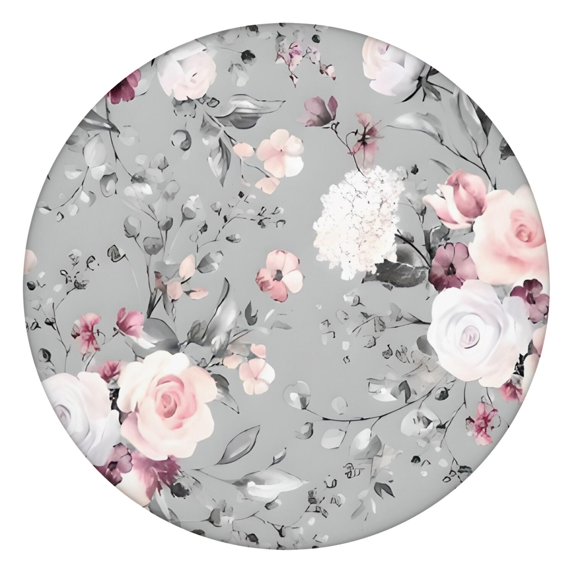 Pioneer Flower Floral Print Pattern Round Fitted Tablecloth with Elastic Edge,Dining Table Cover Waterproof,Outdoor Round Tablecloth for Camping,Dining,Indoor and Outdoor