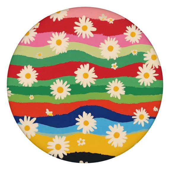 Pioneer Flower Floral Print Pattern Round Fitted Tablecloth with Elastic Edge,Dining Table Cover Waterproof,Outdoor Round Tablecloth for Camping,Dining,Indoor and Outdoor