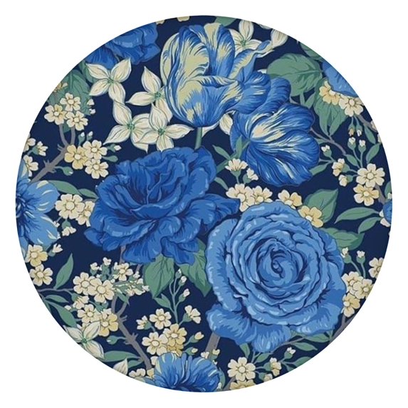 Pioneer Flower Floral Print Pattern Round Fitted Tablecloth with Elastic Edge,Dining Table Cover Waterproof,Outdoor Round Tablecloth for Camping,Dining,Indoor and Outdoor