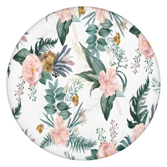Pioneer Flower Floral Print Pattern Round Fitted Tablecloth with Elastic Edge,Dining Table Cover Waterproof,Outdoor Round Tablecloth for Camping,Dining,Indoor and Outdoor