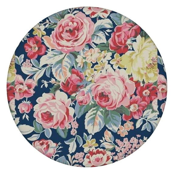 Pioneer Flower Floral Print Pattern Round Fitted Tablecloth with Elastic Edge,Dining Table Cover Waterproof,Outdoor Round Tablecloth for Camping,Dining,Indoor and Outdoor