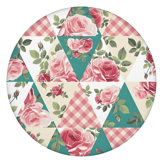 Pioneer Flower Floral Print Pattern Round Fitted Tablecloth with Elastic Edge,Dining Table Cover Waterproof,Outdoor Round Tablecloth for Camping,Dining,Indoor and Outdoor