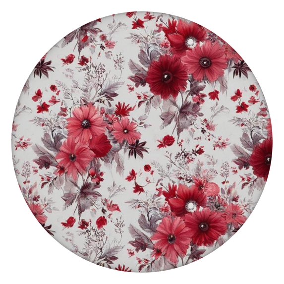 Pioneer Flower Floral Print Pattern Round Fitted Tablecloth with Elastic Edge,Dining Table Cover Waterproof,Outdoor Round Tablecloth for Camping,Dining,Indoor and Outdoor