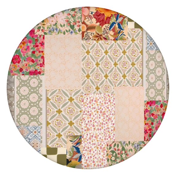 Pioneer Flower Floral Print Pattern Round Fitted Tablecloth with Elastic Edge,Dining Table Cover Waterproof,Outdoor Round Tablecloth for Camping,Dining,Indoor and Outdoor