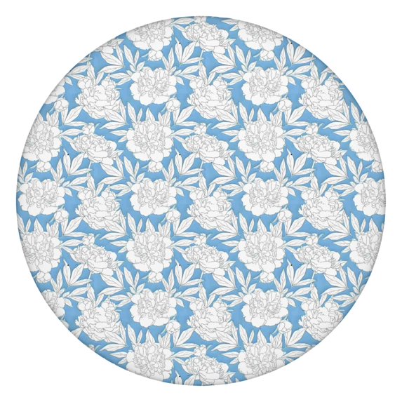 Pioneer Flower Floral Print Pattern Round Fitted Tablecloth with Elastic Edge,Dining Table Cover Waterproof,Outdoor Round Tablecloth for Camping,Dining,Indoor and Outdoor