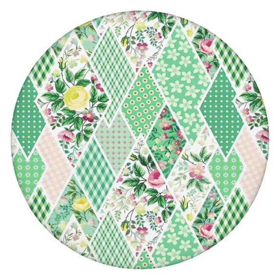 Pioneer Flower Floral Print Pattern Round Fitted Tablecloth with Elastic Edge,Dining Table Cover Waterproof,Outdoor Round Tablecloth for Camping,Dining,Indoor and Outdoor