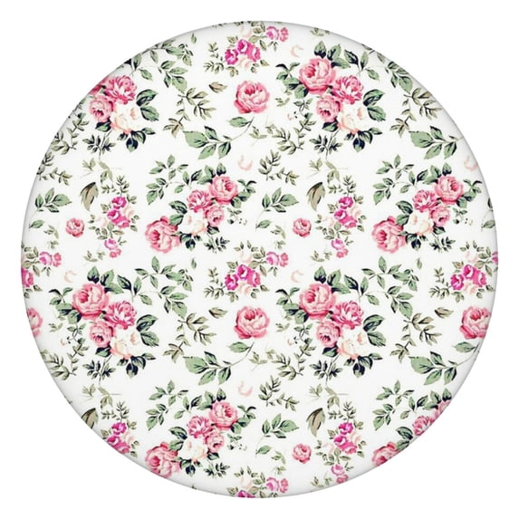Pioneer Flower Floral Print Pattern Round Fitted Tablecloth with Elastic Edge,Dining Table Cover Waterproof,Outdoor Round Tablecloth for Camping,Dining,Indoor and Outdoor