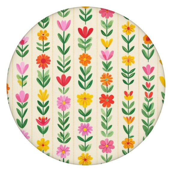 Pioneer Flower Floral Print Pattern Round Fitted Tablecloth with Elastic Edge,Dining Table Cover Waterproof,Outdoor Round Tablecloth for Camping,Dining,Indoor and Outdoor