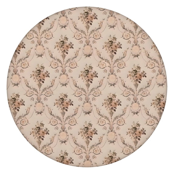 Pioneer Flower Floral Print Pattern Round Fitted Tablecloth with Elastic Edge,Dining Table Cover Waterproof,Outdoor Round Tablecloth for Camping,Dining,Indoor and Outdoor