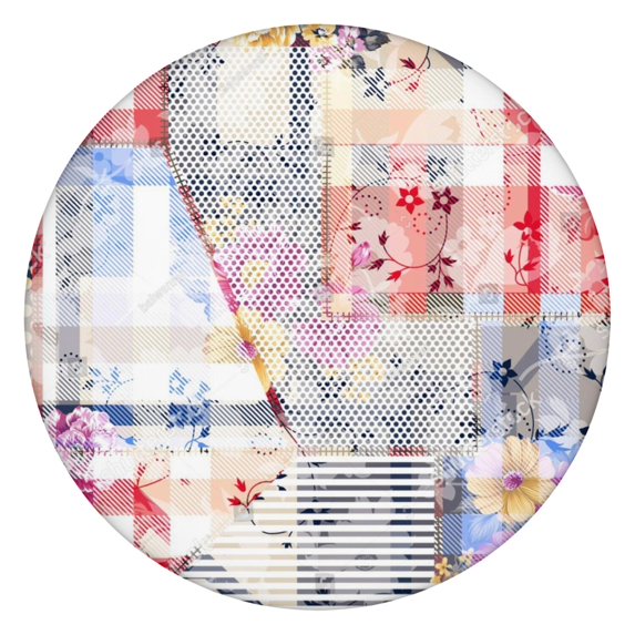 Pioneer Flower Floral Print Pattern Round Fitted Tablecloth with Elastic Edge,Dining Table Cover Waterproof,Outdoor Round Tablecloth for Camping,Dining,Indoor and Outdoor