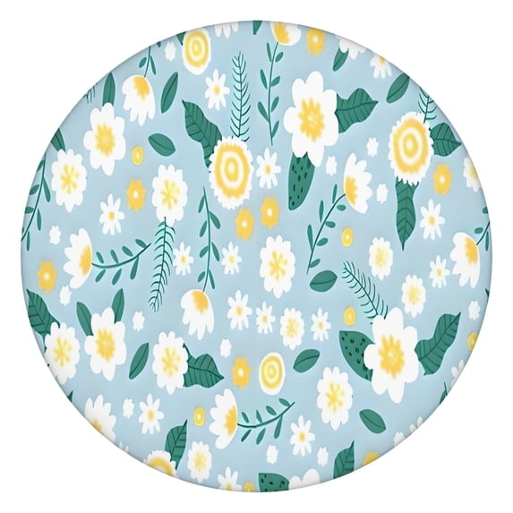 Pioneer Flower Floral Print Pattern Round Fitted Tablecloth with Elastic Edge,Dining Table Cover Waterproof,Outdoor Round Tablecloth for Camping,Dining,Indoor and Outdoor