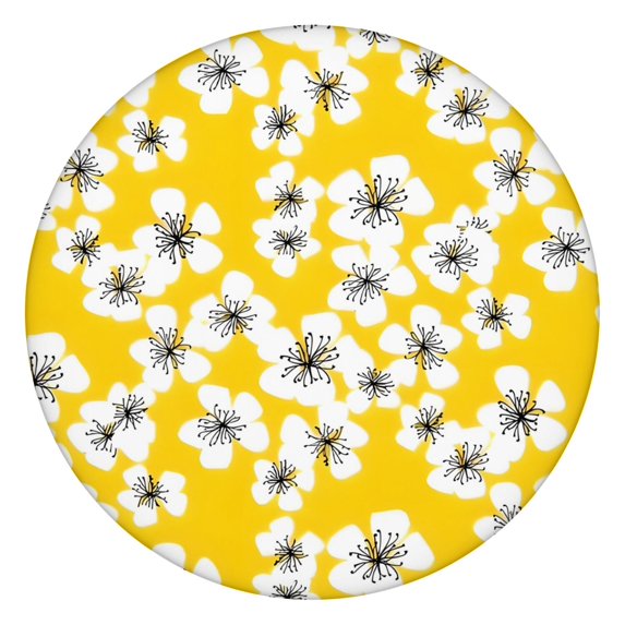 Pioneer Flower Floral Print Pattern Round Fitted Tablecloth with Elastic Edge,Dining Table Cover Waterproof,Outdoor Round Tablecloth for Camping,Dining,Indoor and Outdoor