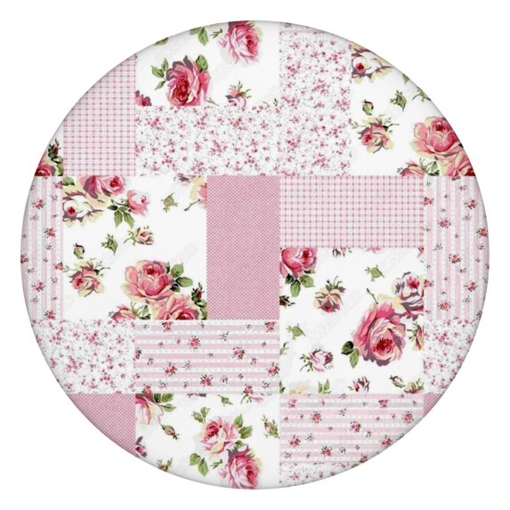 Pioneer Flower Floral Print Pattern Round Fitted Tablecloth with Elastic Edge,Dining Table Cover Waterproof,Outdoor Round Tablecloth for Camping,Dining,Indoor and Outdoor