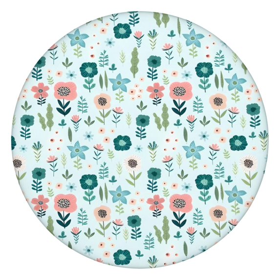 Pioneer Flower Floral Print Pattern Round Fitted Tablecloth with Elastic Edge,Dining Table Cover Waterproof,Outdoor Round Tablecloth for Camping,Dining,Indoor and Outdoor