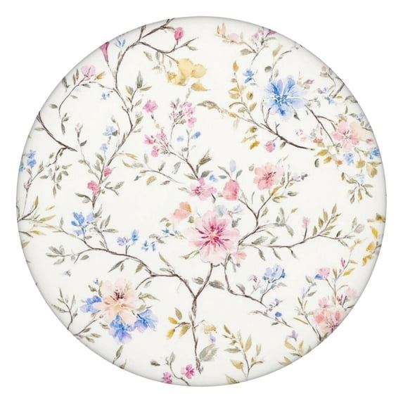 Pioneer Flower Floral Print Pattern Round Fitted Tablecloth with Elastic Edge,Dining Table Cover Waterproof,Outdoor Round Tablecloth for Camping,Dining,Indoor and Outdoor