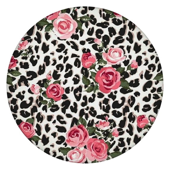 Pioneer Flower Floral Print Pattern Round Fitted Tablecloth with Elastic Edge,Dining Table Cover Waterproof,Outdoor Round Tablecloth for Camping,Dining,Indoor and Outdoor