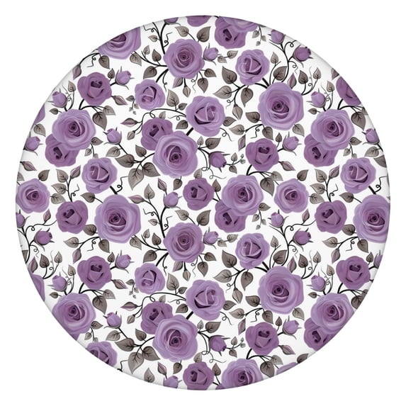 Pioneer Flower Floral Print Pattern Round Fitted Tablecloth with Elastic Edge,Dining Table Cover Waterproof,Outdoor Round Tablecloth for Camping,Dining,Indoor and Outdoor