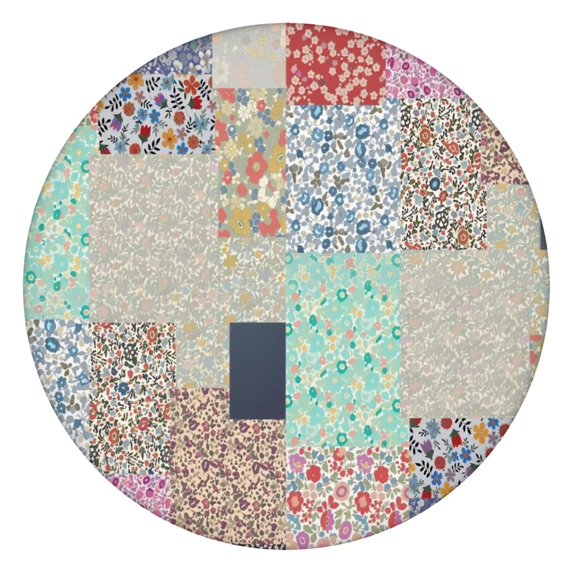 Pioneer Flower Floral Print Pattern Round Fitted Tablecloth with Elastic Edge,Dining Table Cover Waterproof,Outdoor Round Tablecloth for Camping,Dining,Indoor and Outdoor