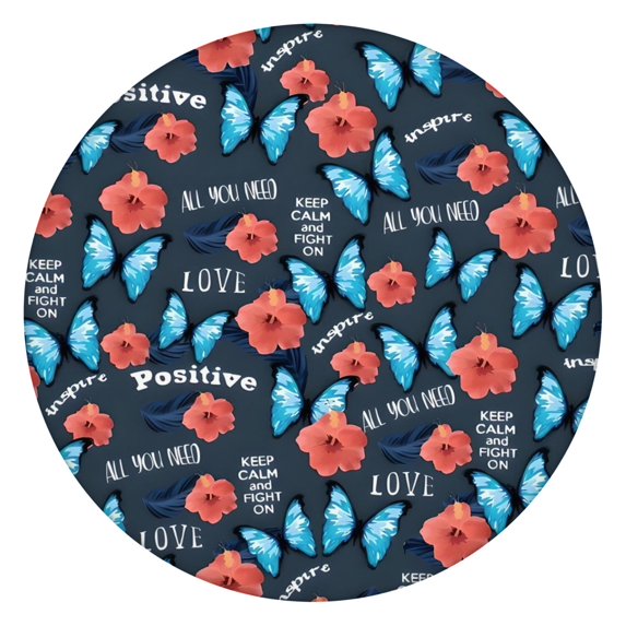 Pioneer Flower Floral Print Pattern Round Fitted Tablecloth with Elastic Edge,Dining Table Cover Waterproof,Outdoor Round Tablecloth for Camping,Dining,Indoor and Outdoor