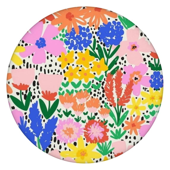Pioneer Flower Floral Print Pattern Round Fitted Tablecloth with Elastic Edge,Dining Table Cover Waterproof,Outdoor Round Tablecloth for Camping,Dining,Indoor and Outdoor