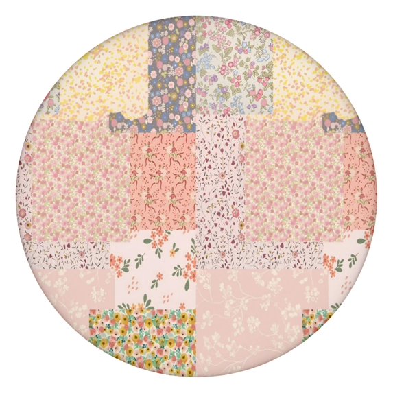 Pioneer Flower Floral Print Pattern Round Fitted Tablecloth with Elastic Edge,Dining Table Cover Waterproof,Outdoor Round Tablecloth for Camping,Dining,Indoor and Outdoor