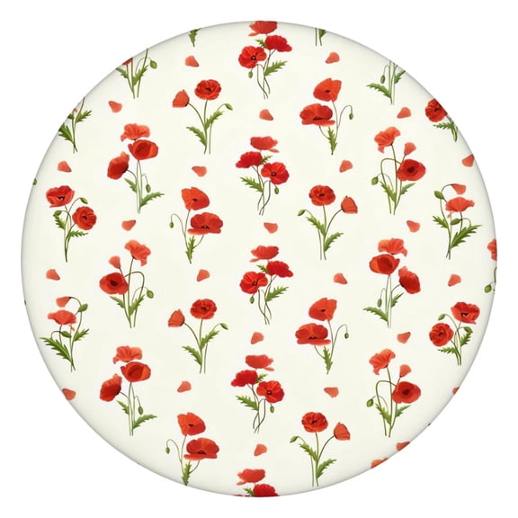 Pioneer Flower Floral Print Pattern Round Fitted Tablecloth with Elastic Edge,Dining Table Cover Waterproof,Outdoor Round Tablecloth for Camping,Dining,Indoor and Outdoor