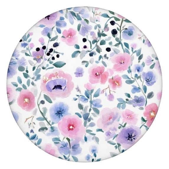 Pioneer Flower Floral Print Pattern Round Fitted Tablecloth with Elastic Edge,Dining Table Cover Waterproof,Outdoor Round Tablecloth for Camping,Dining,Indoor and Outdoor